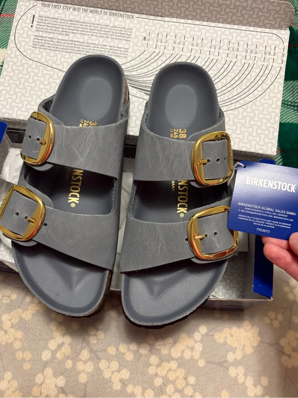 NEW IN BOX Birkenstock Arizona Big Buckle Sandals, Size US 7-7.5, Basalt Grey - Picture 2 of 12